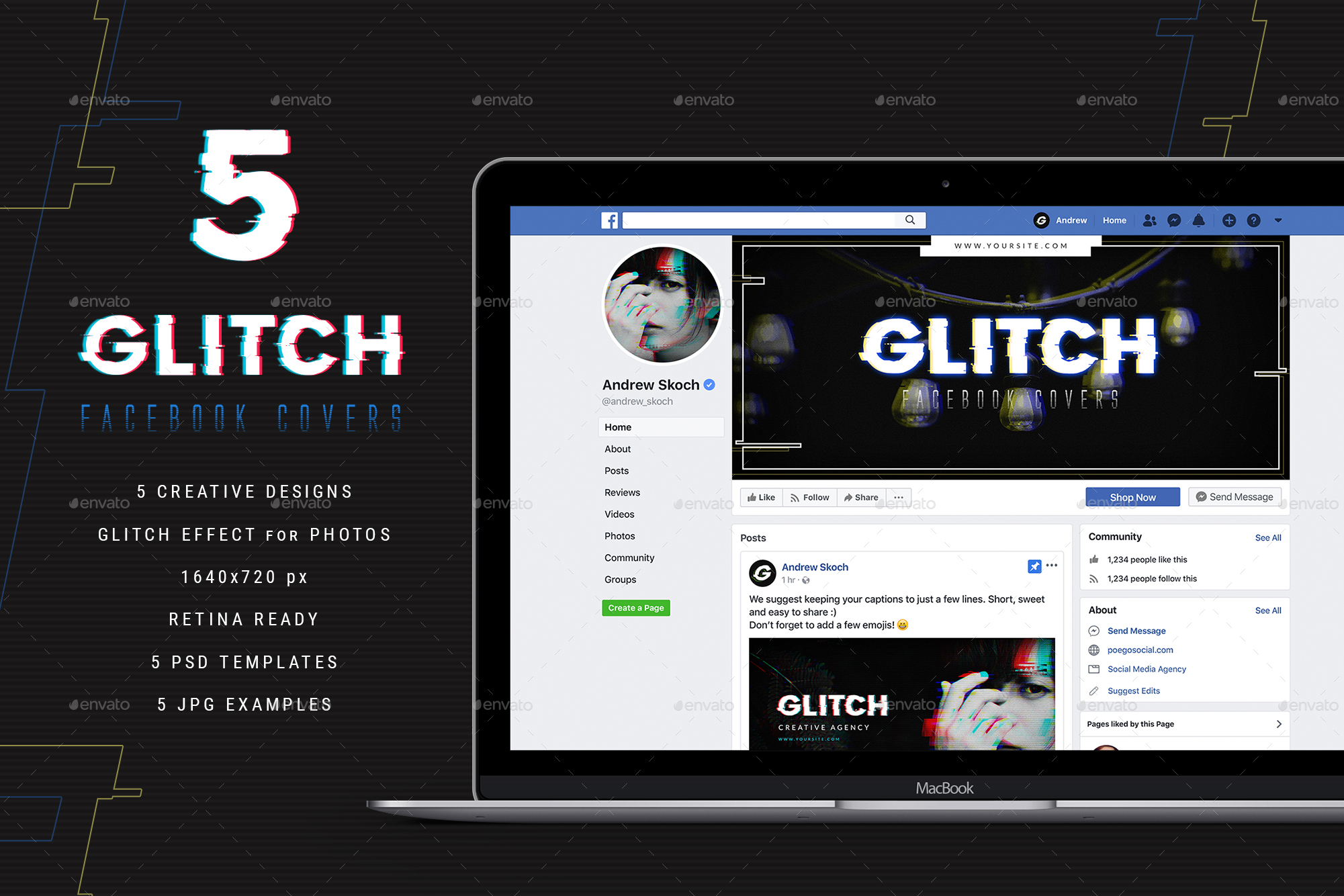 Glitch Facebook Covers by Sko4 GraphicRiver